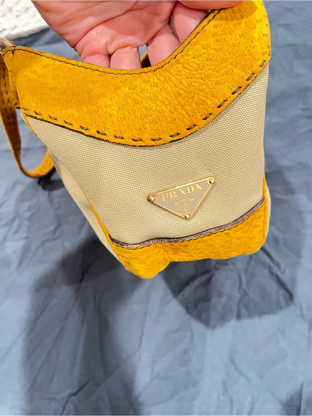 Prada Yellow and Cream Women’s Shoulder Bag